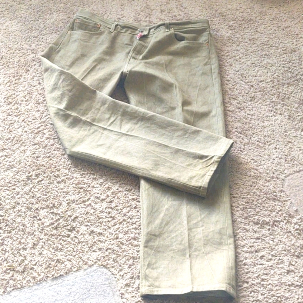 Men's Levi 501 Olive Green Jeans